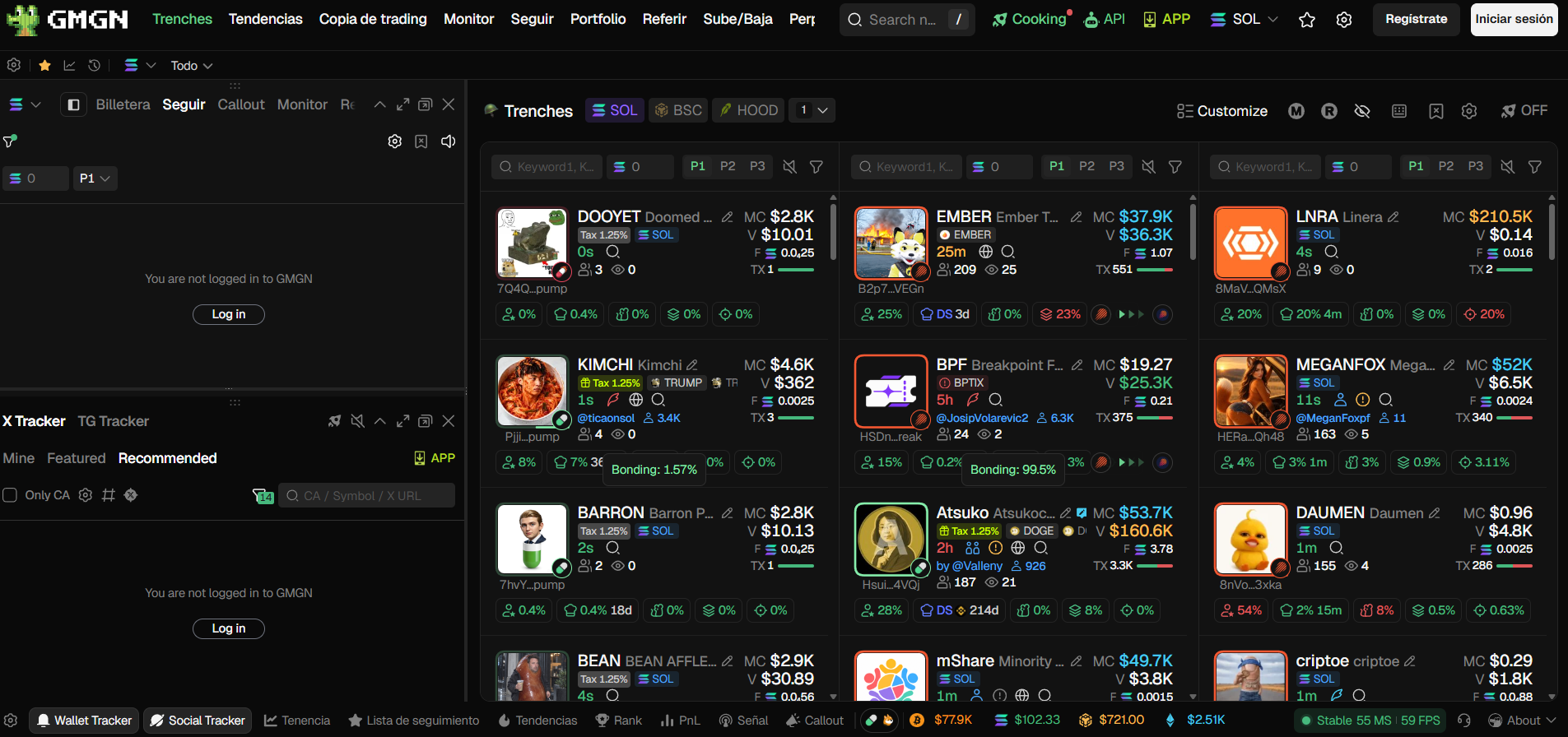 GMGN, terminal de trading de memecoins con datos on-chain