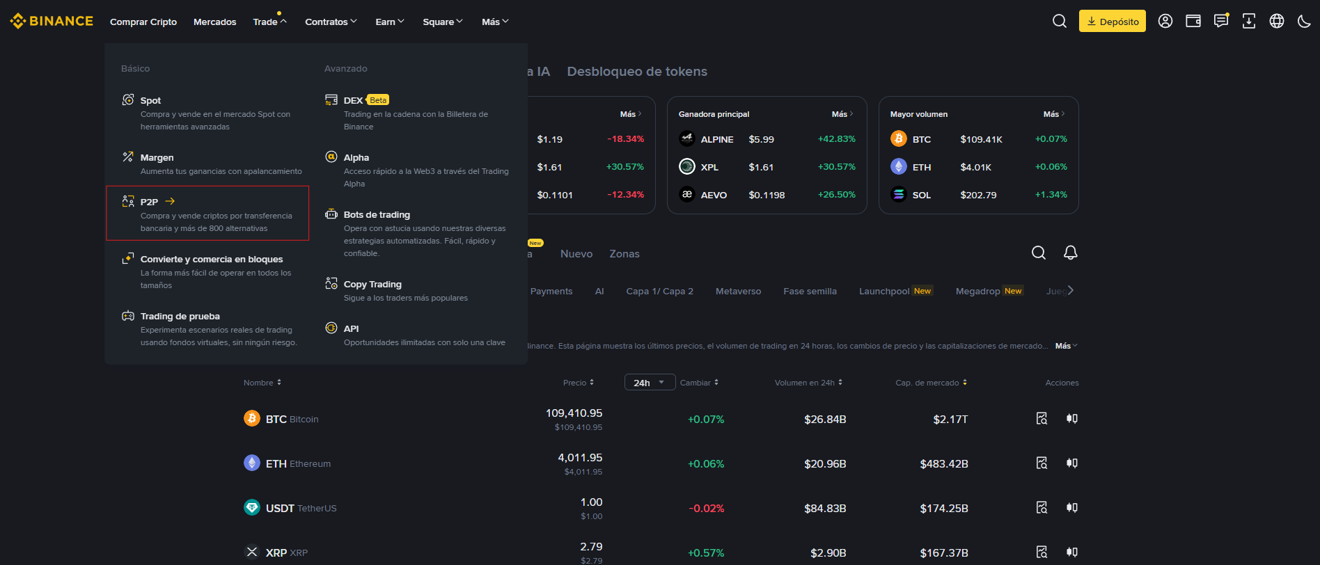 Paso 4: Interfaz de compra de USDT en el mercado P2P de Binance