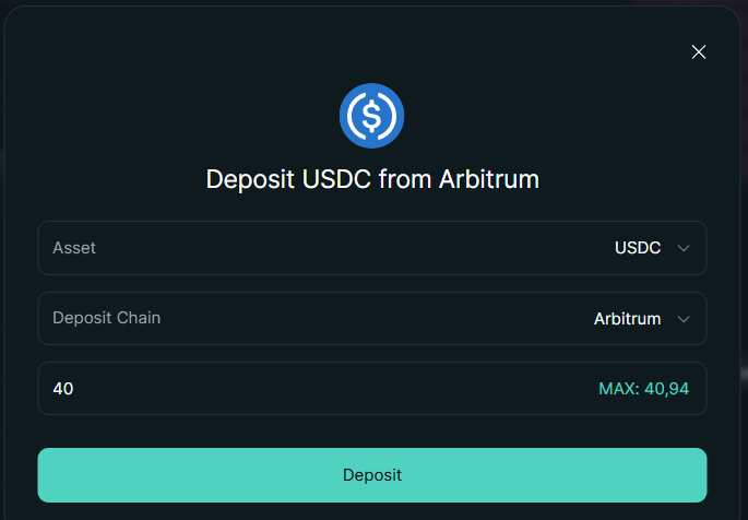 Interfaz de depósito y confirmación en Metamask