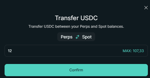 Paso 3: Transfiriendo fondos de Perps a Spot